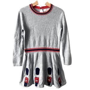 Mini Boden Roald Dahl Royal Guards Knit Dress - Gray Red - 5-6